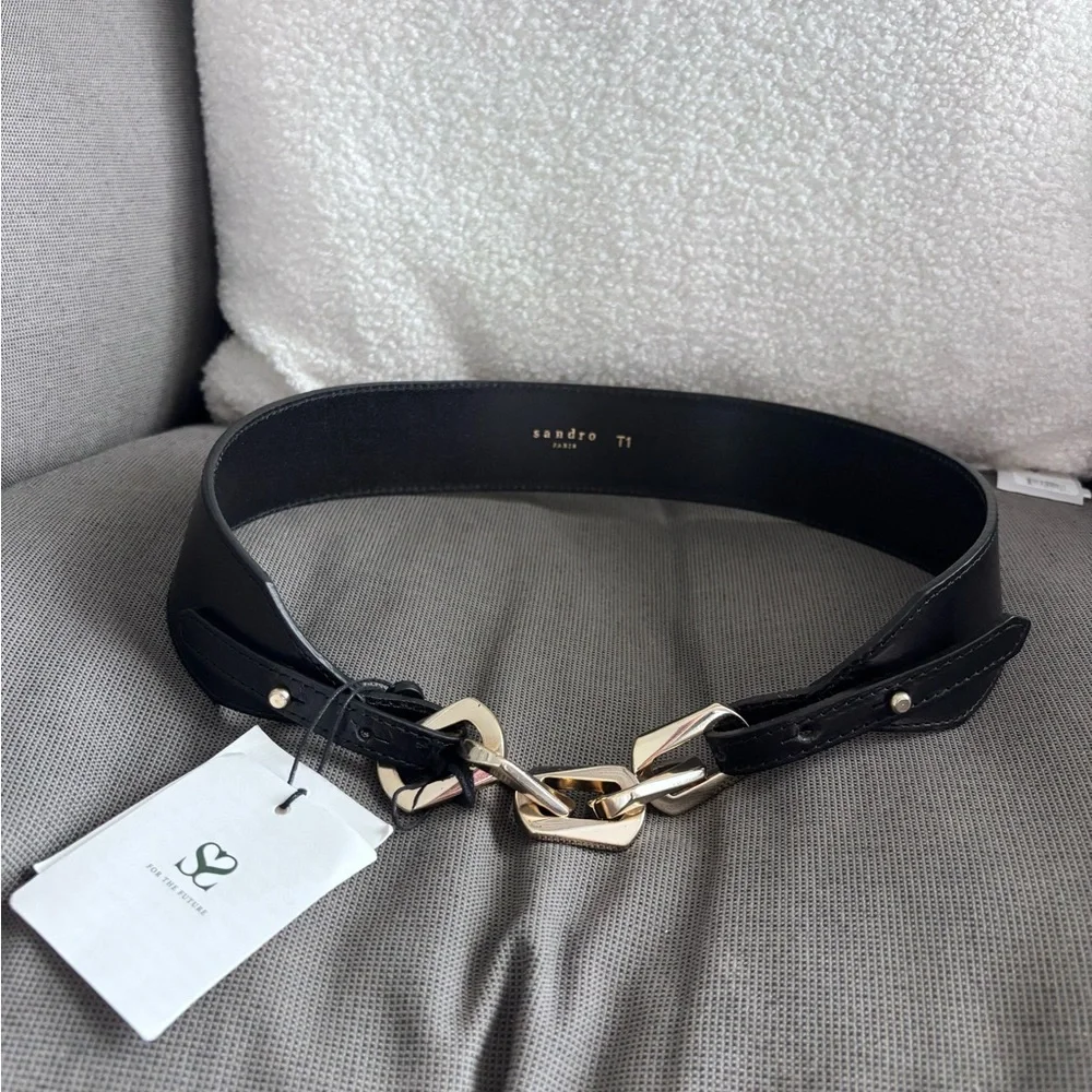 SANDRO Paris Leather Belt 1 small - Picture 4 of 6
